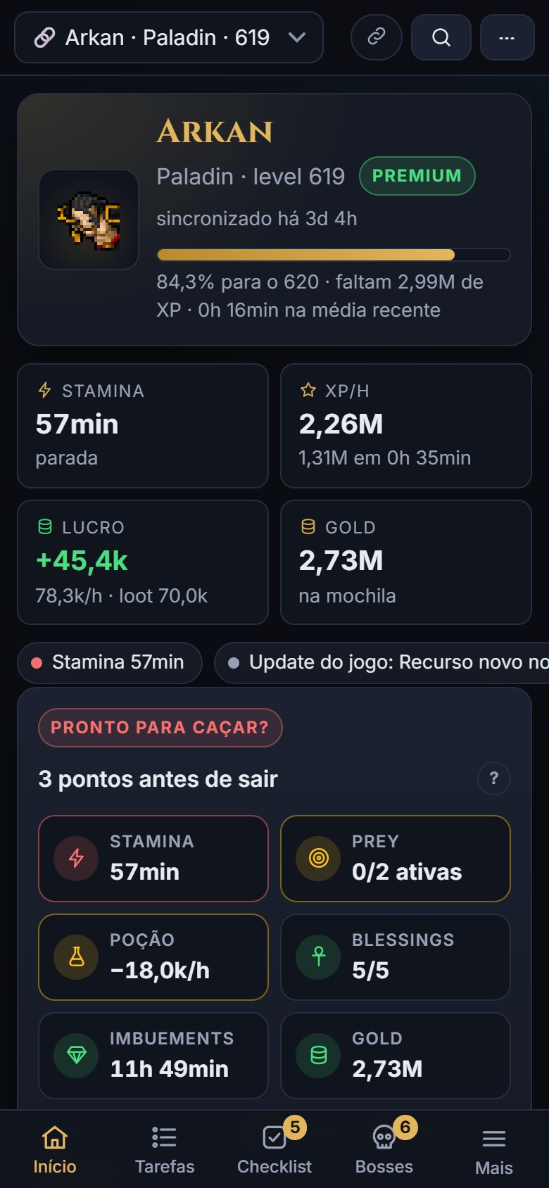 O manager no celular